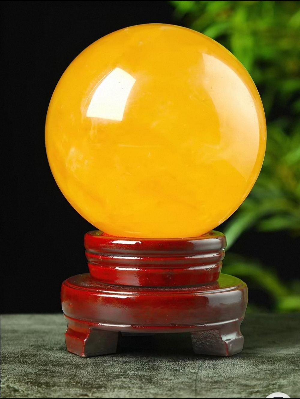 Natural Crystal Meditation Divination Sphere Yellow Crystal Ball with Wood Stand
